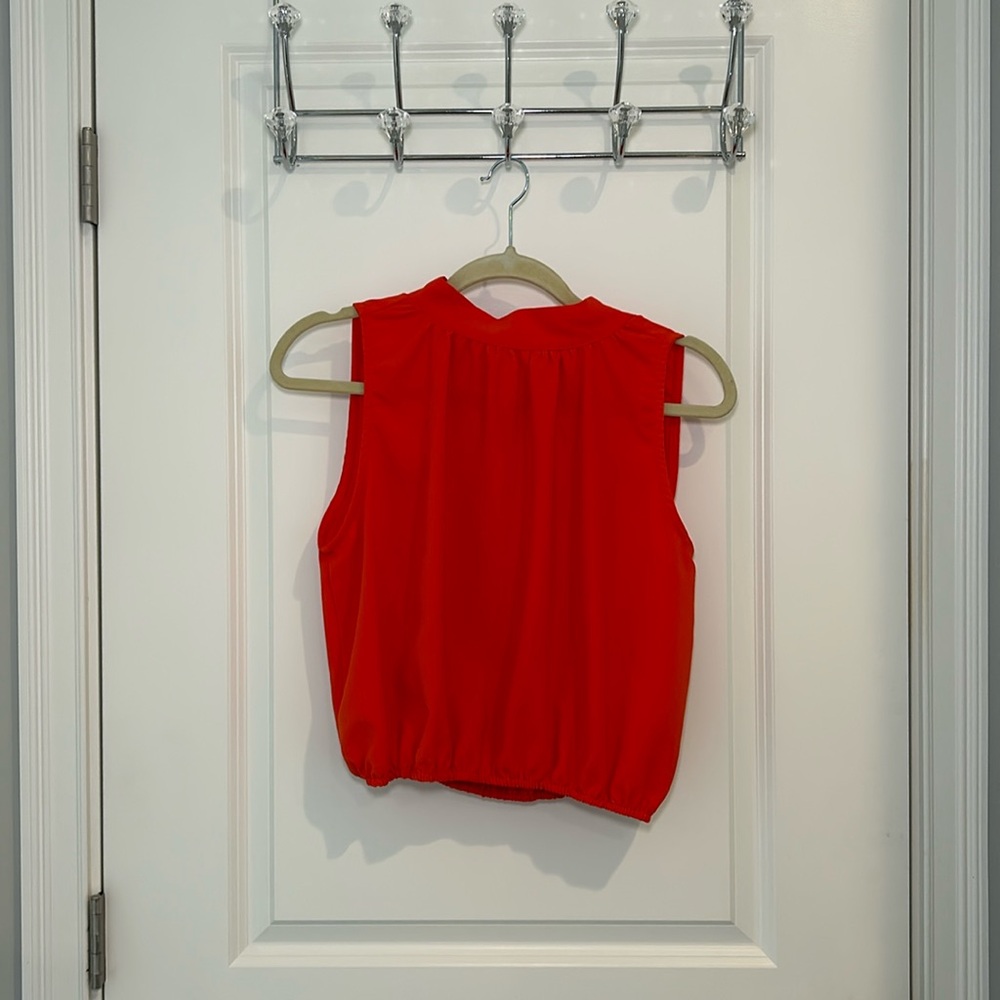 Orange High Neck Sleeveless Top